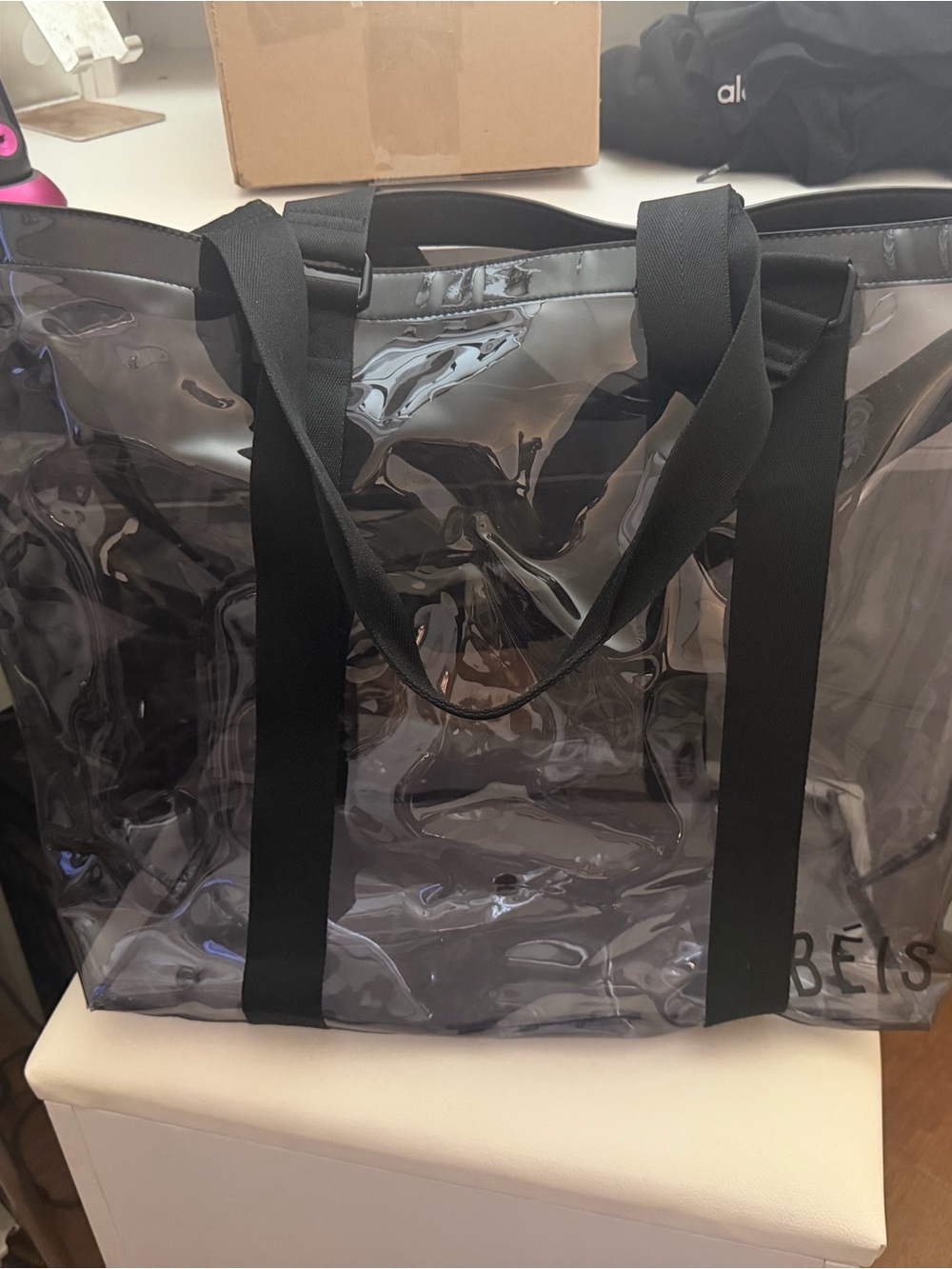 BEIS Beach Tote Bag in Black with crossbody Straps